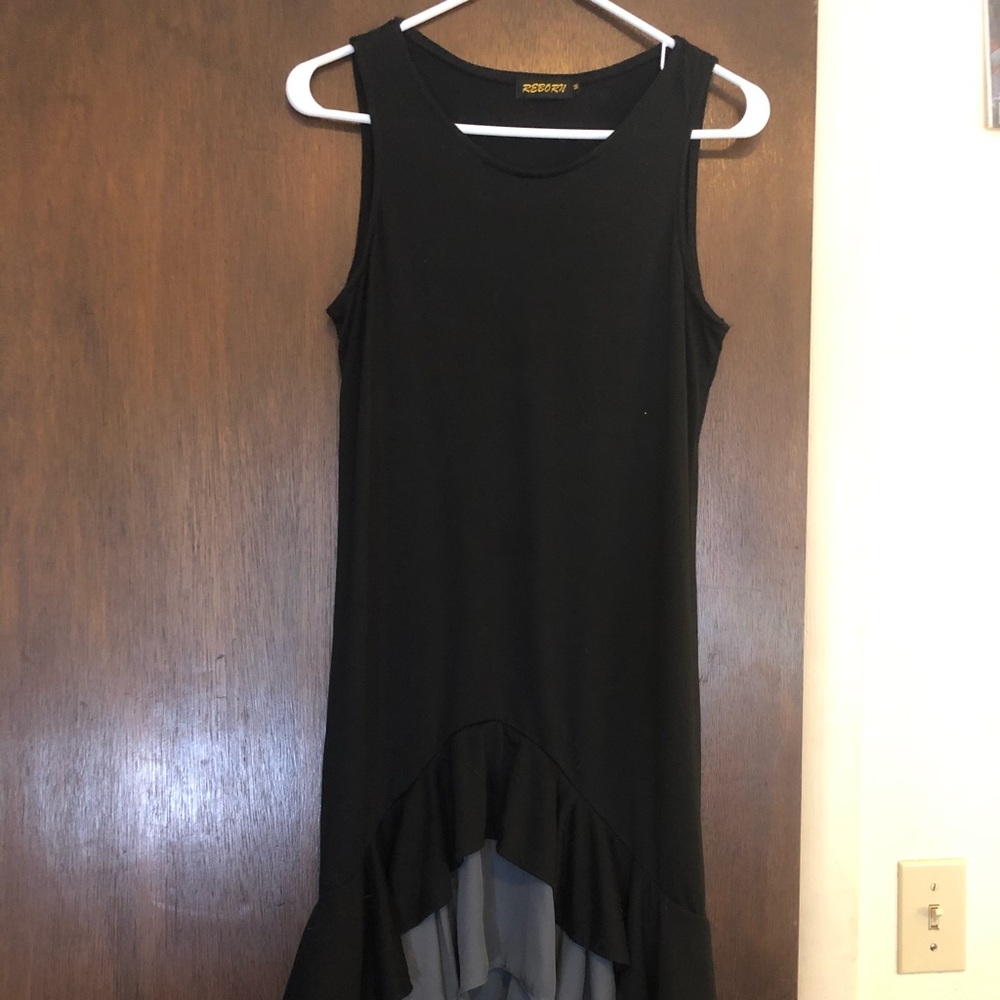 Grey and Black High Low Mini Cocktail Dress - Picture 3 of 5